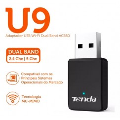 Adaptador Wireless display AC Tenda U9 USB Dongle - AC650